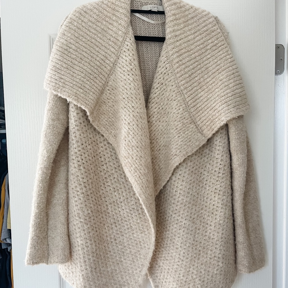 Oatmeal Wool Cardigan from Loft, size M